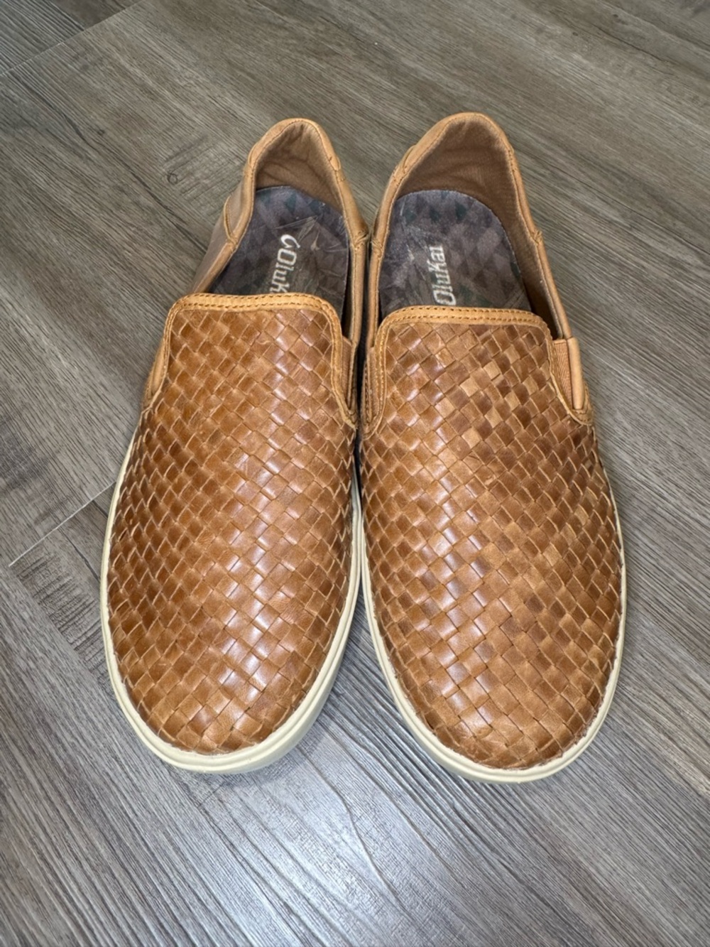 Olukai Lae’ahi Lauhala Woven Leather Slip On Loafers Sneaker in Fox